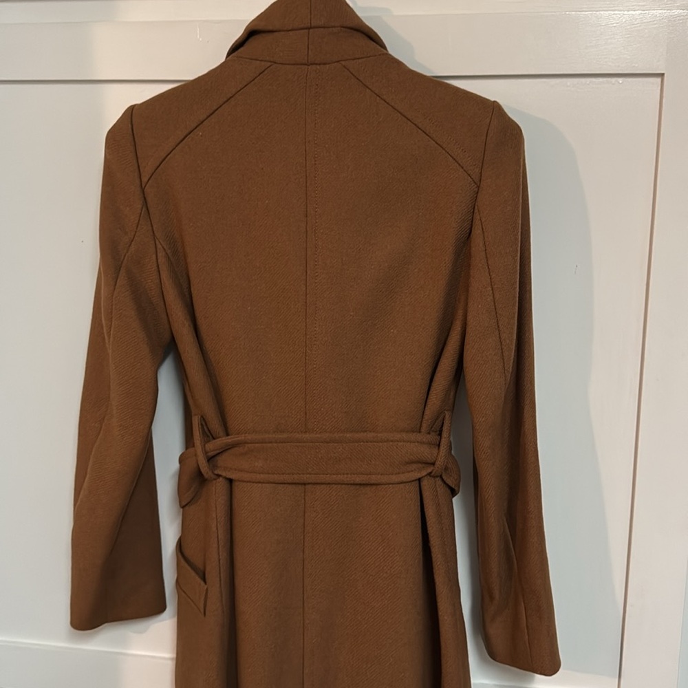 Brown Solid Longline Coat, Size M - image 6